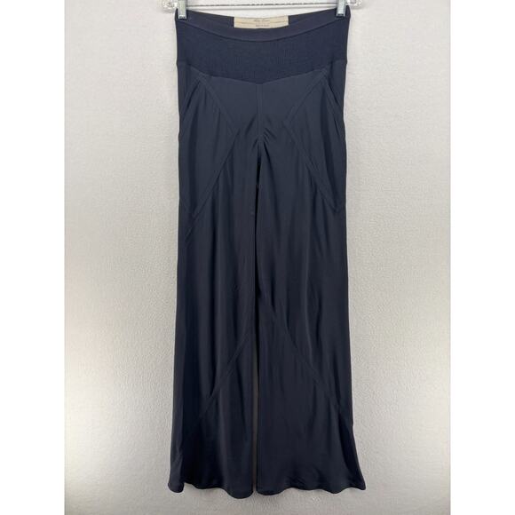 RICK OWENS Pants Women SS14 VICIOUS Wide Leg Pull On Crepe Blue Gray